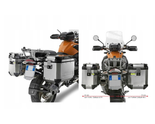 Kappa, Стелаж Бічні футляри Monokey Cam Side, для BMW R 1200 GS (04-12), R 1200 GS Adventure (06-13), під KFR K'Force Alu, Чорний
