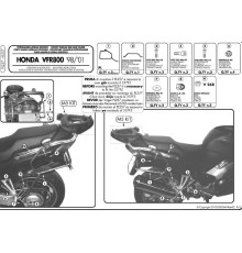 Kappa VFR 800 Стелаж Бічні футляри Monokey HONDA 1998-2001 Чорний