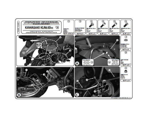 Kappa, Стелаж Бічні футляри Monokey, для Kawasaki KLR 650 Enduro (07-19), під Monokey Retro-Fit K-Venture Alu та K'Mission Alu, Чорний