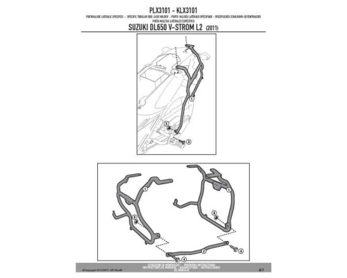Kappa Стелаж Бічні футляри Monokey Side Suzuki DL 650 V-Strom (11-16) Метал Чорний