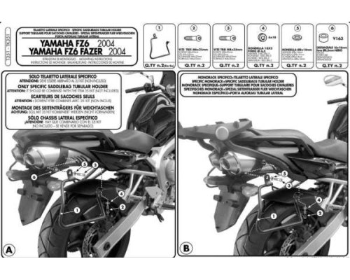 Kappa Стелаж для бічних сумок YAMAHA FZ6 чорний
