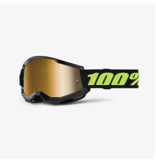 100 PROCENT Strata 2 МотоОкуляри  Дзеркальна лінза True Gold Чорний/Жовтий Fluo