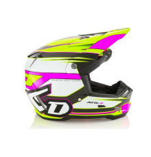 6D Helmets ATR-3 Крос/Ендуро Шолом Hyper Gloss Неон Рожевий/Жовтий Розмір M (57-58 см) Білий/Жовтий/Рожевий/Чорний