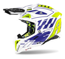 Airoh Aviator 3 Rampage Кросовий Шолом Глянцевий Синій/Білий/Жовтий Флуо Розмір M