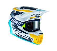 Leatt 7.5 V22 Шолом Moto з Окулярами VelociЗАДНІ4.5 Комплект Aqua Розмір S (55-56 см) Синій/Жовтий/Білий