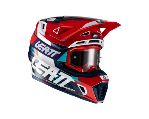 Leatt 7.5 V22 Шолом Мотоциклетний Комплект з Окулярами VelociЗАДНІ4.5 XL 61-62 см Синій/Червоний/Білий