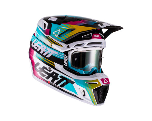 Leatt 8.5 V22 Шолом Moto Комплект з Окулярами VelociЗАДНІ5.5 Аква Туркiзовий/Чорний/Рожевий Розмір L (59-60 см)