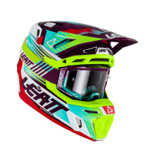 Leatt 8.5 v23 Шолом Moto Комплект з окулярами VelociЗАДНІ5.5 Неон Флуо Зелений/Фіолетовий/Синій Розмір M (57-58 см)