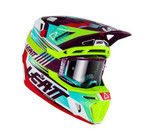 Leatt 8.5 v23 Шолом Moto Комплект з окулярами VelociЗАДНІ5.5 Неон Флуо Зелений/Фіолетовий/Синій Розмір M (57-58 см)