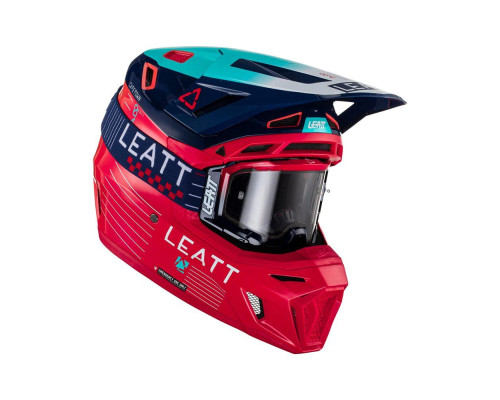 Leatt 8.5 V23 Шолом Мотоциклетний Комплект з Окулярами VelociЗАДНІ5.5 Розмір M (57-58 см) Червоний/Гранатовий/Синій