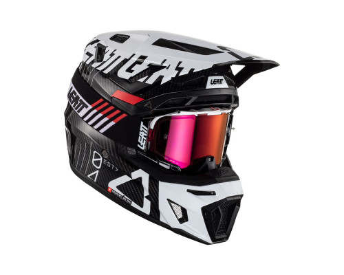 Leatt 9.5 Carbon Шолом Мотоциклетний Комплект з Окулярами VelociЗАДНІ6.5 Iriz Розмір L (59-60 см) Чорно-Білий