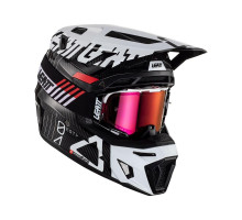 Leatt 9.5 Carbon Шолом Мотоциклетний Комплект з Окулярами VelociЗАДНІ6.5 Iriz Розмір L (59-60 см) Чорно-Білий