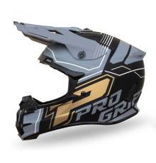 Progrip PG3080 Шолом Кросовий Adventure ECE 22R06 Застібка DD Розмір M Чорний Сірий Золотий Мат