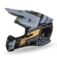 Progrip PG3080 Кросовий Шолом Adventure ECE 22R06 Застібка DD Розмір S Чорно-Сіро-Золотий Мат