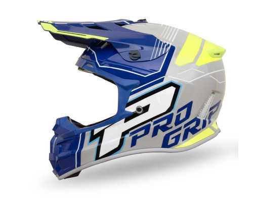 Progrip PG3080 Шолом Кросовий Adventure ECE 22R06 Застібка DD Розмір S Синій Сірий Жовтий Fluo