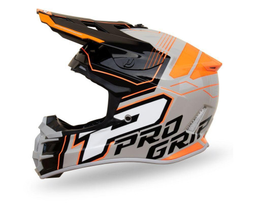 Progrip PG3080 Шолом Кросовий Adventure ECE 22R06 Застібка DD Розмір M Сірий Чорний Помаранчевий
