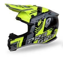 Progrip PG3080 Шолом Кросовий ECE 22R06 Застібка DD Розмір S Жовтий Флуо Чорний Сірий