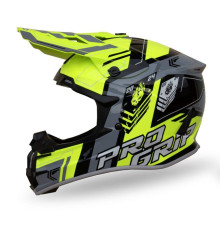Progrip PG3080 Шолом Кросовий ECE 22R06 Застібка DD Розмір S Жовтий Флуо Чорний Сірий