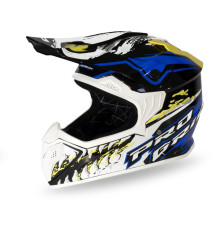 Progrip PG3009 Jurassic Дитячий Кросовий Шолом ECE 22R06 Застібка DD Розмір XL Білий/Синій/Жовтий Флуо