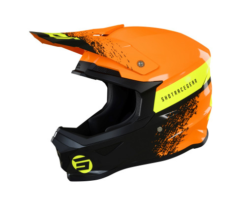 Shot Racing Furious Kid Roll Дитячий Мотоциклетний Шолом Глянцевий Неоновий Помаранчевий/Чорний/Жовтий Розмір YS