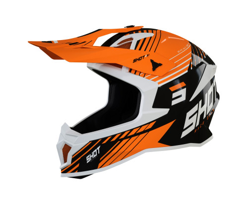 Shot Racing Lite Fury Каска Мото Глянцева Чорний/Неоновий Помаранчевий/Білий Розмір XL