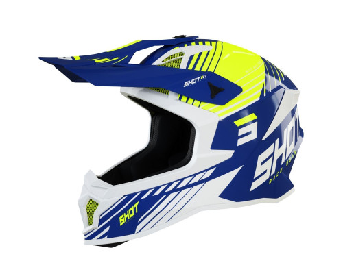 Shot Racing Kask Moto Lite Fury, шолом, легкий, глянцевий, розмір L, синій/жовтий/білий