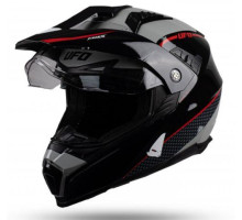 UFO  шолом Aries offroad/dual/tourer/crossover з візором, козирком і сонцезахисною шторкою розмір M сірий/червоний/чорний колекція 2022