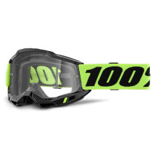 100 PROCENT Accuri 2 Ендуро Мото Окуляри  Подвійна Прозора Лінза Чорний/Жовтий Fluo