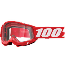100 PROCENT, Accuri 2, мотогоглі, прозора лінза, червоний/білий