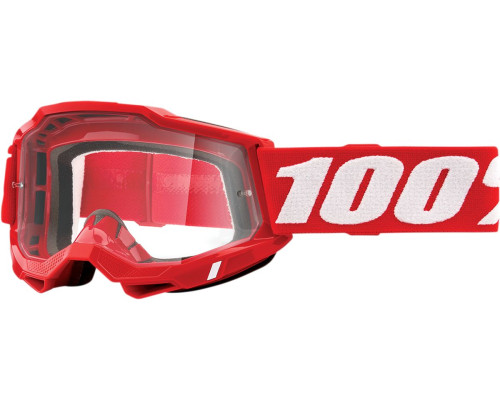 100 PROCENT, Accuri 2, мотогоглі, прозора лінза, червоний/білий