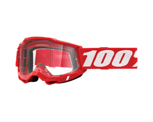 100 PROCENT, Accuri 2, мотогоглі, прозора лінза, червоний/білий