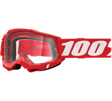 100 PROCENT, Accuri 2, мотогоглі, прозора лінза, червоний/білий