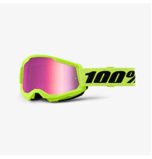 100 PROCENT Strata 2 Мотокросові Окуляри  Neon Жовтий Mirror Pink Lens Жовтий Fluo