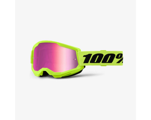 100 PROCENT Strata 2 Мотокросові Окуляри Neon Жовтий Mirror Pink Lens Жовтий Fluo