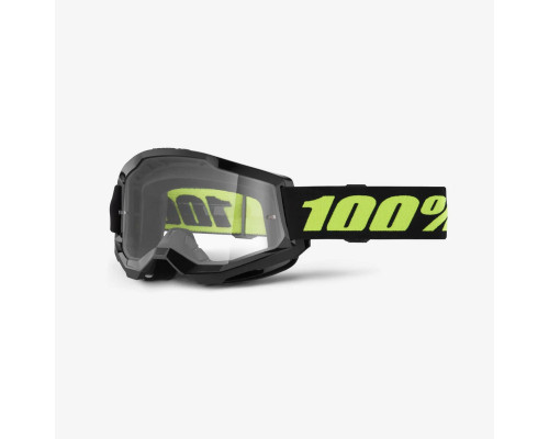 100 PROCENT Strata 2 МотоОкуляри Solar Eclipse Прозора Лінза Чорний/Жовтий Fluo