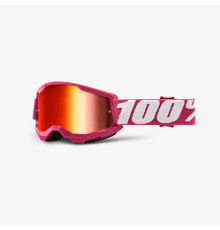 100 PROCENT Strata 2 Youth Junior Окуляри Дзеркальна Червона Лінза Рожевий/Білий