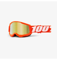 100 PROCENT Strata 2 Youth Junior Мотокросові Окуляри  Дзеркальні Лінзи Золото Розмір Юніор Помаранчевий/Білий