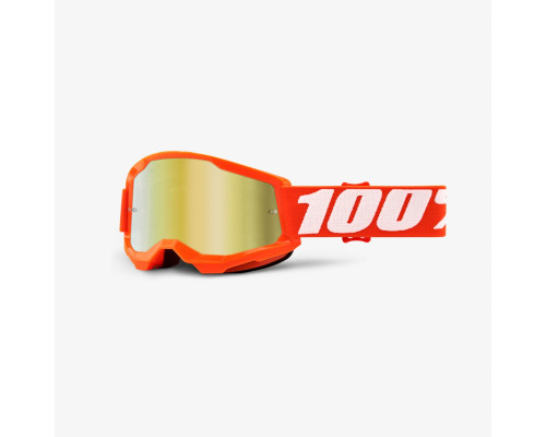 100 PROCENT Strata 2 Youth Junior Мотокросові Окуляри Дзеркальні Лінзи Золото Розмір Юніор Помаранчевий/Білий