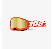 100 PROCENT Strata 2 Youth Junior Мотокросові Окуляри  Дзеркальні Лінзи Золото Розмір Юніор Помаранчевий/Білий