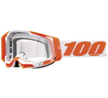 100 PROCENT Racecraft 2 мотогоггли прозора лінза помаранчевий/білий