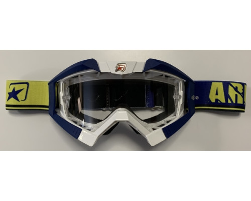 Ariete Riding Crows Окуляри Антифог Антискретч UV Roll-Off 2-шарова піна Білий/Синій/Жовтий
