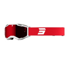 Shot Racing Iris 2.0 Tech Мотокросові Окуляри  Глянцеві Білі/Червоні Червоне Дзеркало