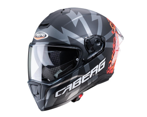 Caberg Drift Evo Storm Інтегральний Шолом з Блендою Розмір S Чорний Мат Червоний Флуо Помаранчевий Флуо