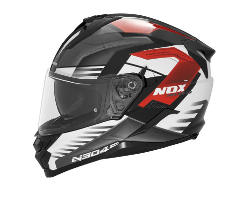 Шолом nox інтегральний (повний) з козирком n304s carver чорний/білий/червоний розмір m