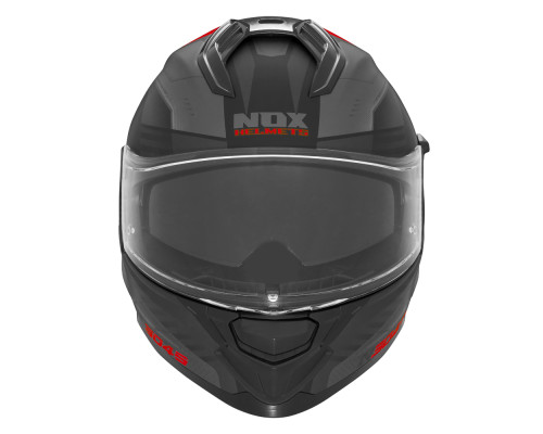 Цілісний шолом nox (повний) з козирком n304s carver чорний/червоний матовий розмір xl