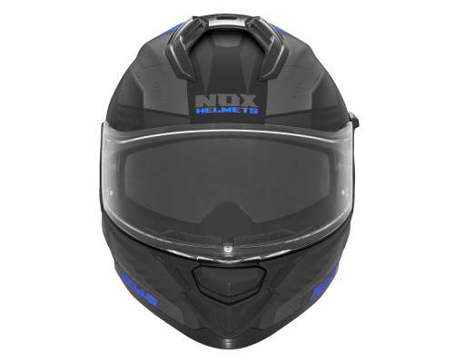 Цілісний шолом nox (повний) з козирком n304s carver чорний/синій матовий розмір xxl