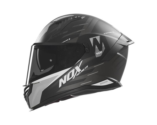 Цілісний шолом nox (повний) з козирком n401 crower чорний/сріблястий матовий розмір xxl