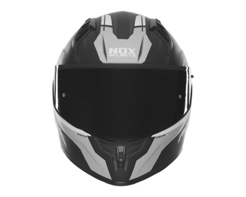 Цілісний шолом nox (повний) з козирком n401 crower чорний/сріблястий матовий розмір xxl
