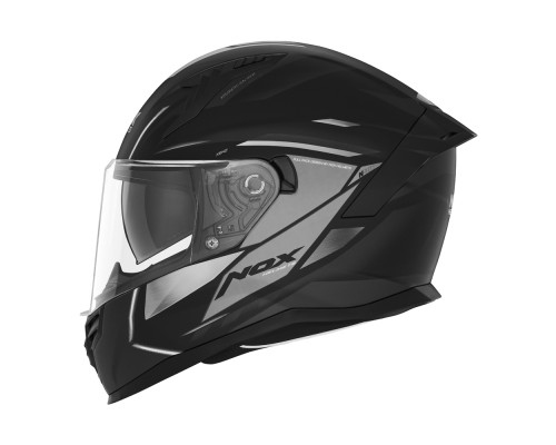 Цілісний шолом nox (повний) з козирком n401 xeno black/titanium матовий розмір xxl
