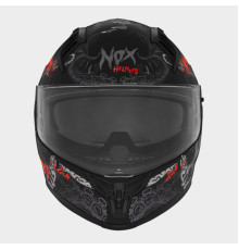 Цілісний шолом nox (повний) з козирком n401 zumbi чорний/червоний матовий розмір xl